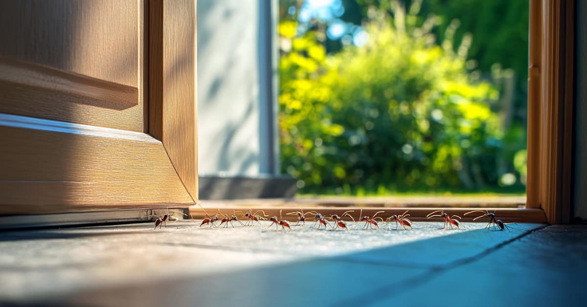 door open with tiny ants entering, concept of Secondary Pest Infestations