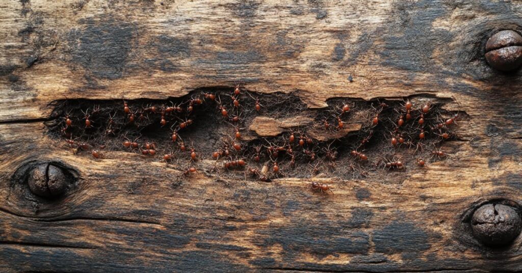 Carpenter Ants Nesting In Wood, Concept Of March Pest Watch: What Bugs Are Buzzing In March In Nj