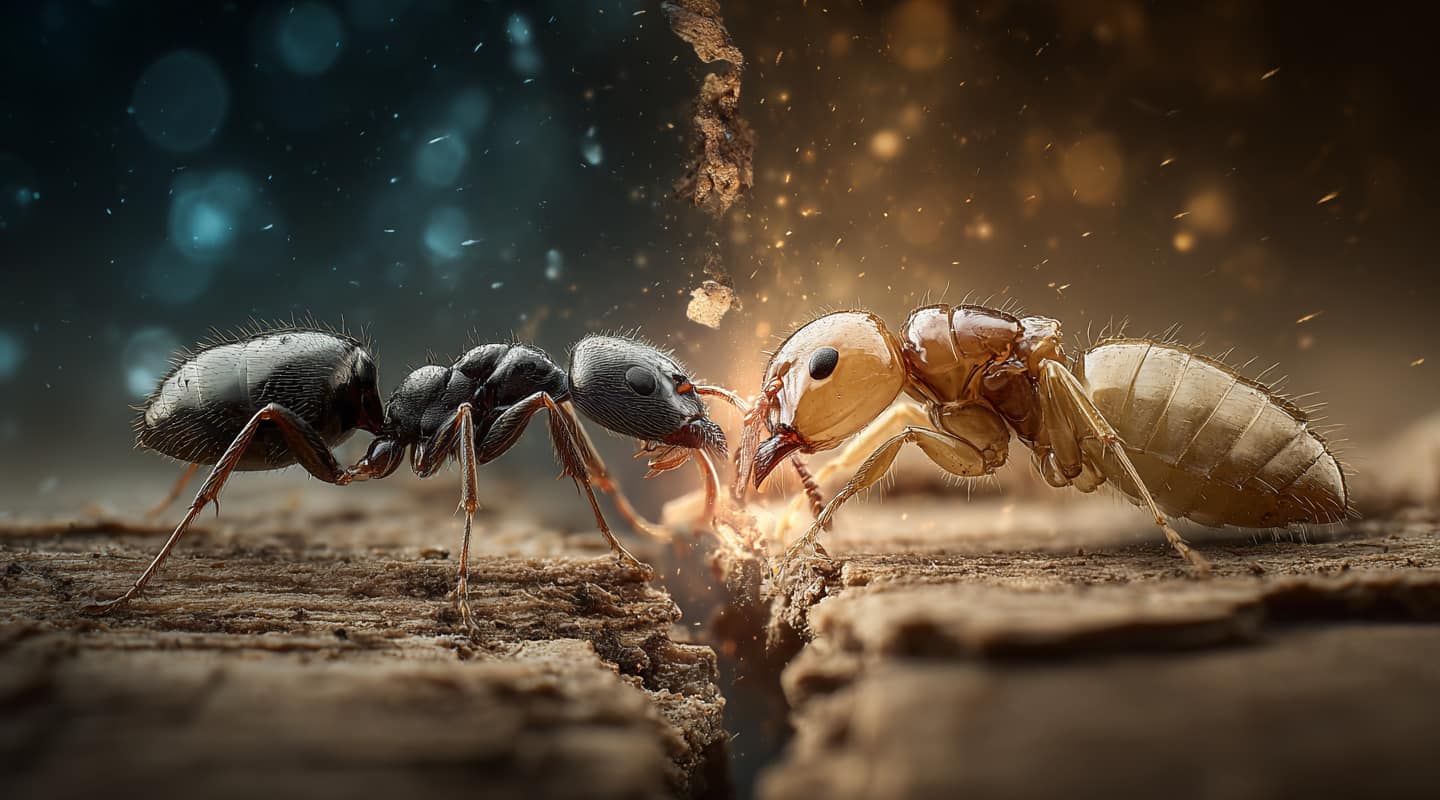 1 of each, carpenter ants vs. termites