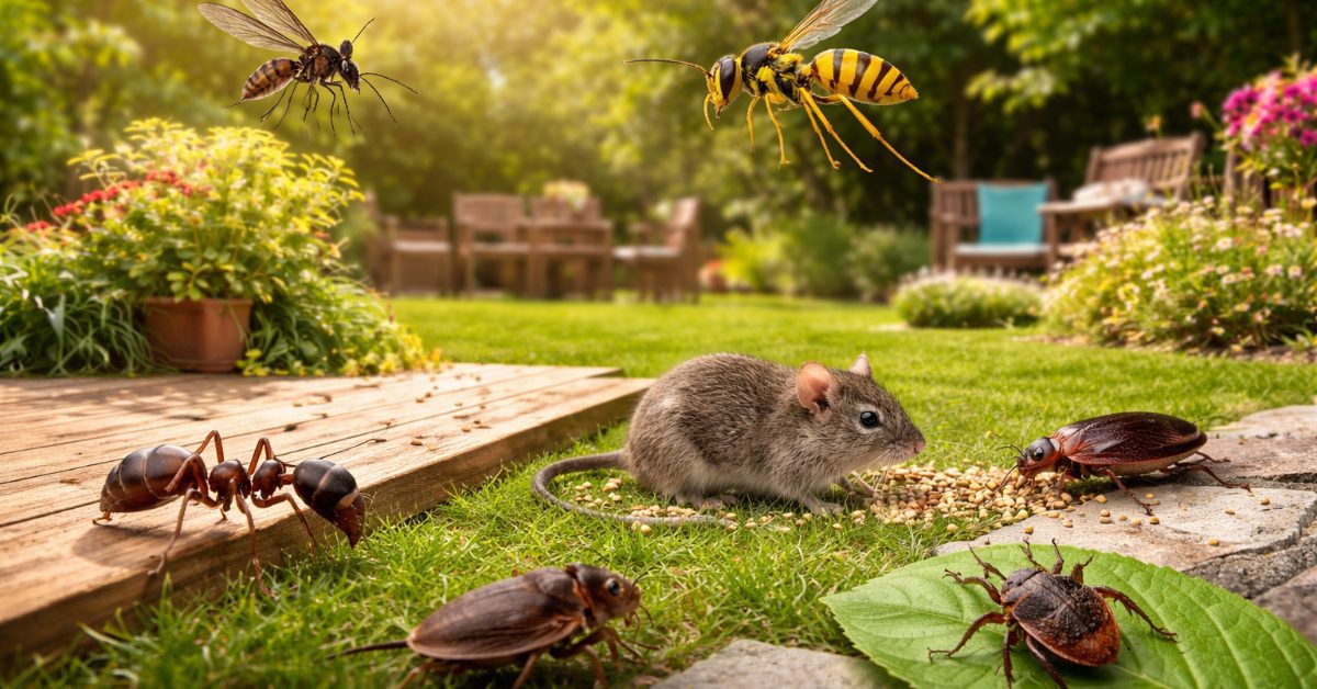 summer pests in New Jersey, wasps, hornets, ants, mosquitoes, rodent, cockroaches